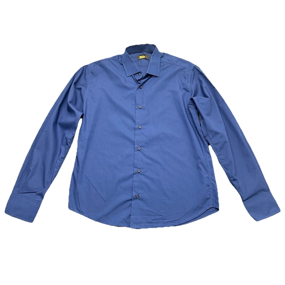 Zilli Long Sleeve Button Down Shirt Mens Size Large Blue 40-41 Luxury Minimalist